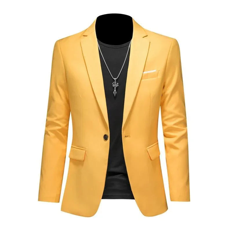 Blazer de bureau à bouton unique de longueur régulière pour hommes