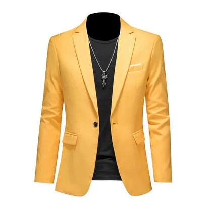 Blazer de bureau à bouton unique de longueur régulière pour hommes