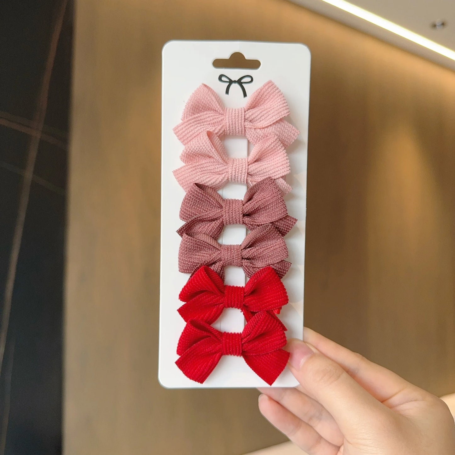 6/10pc Kids Solid Color Ribbon Bow Hair Clips