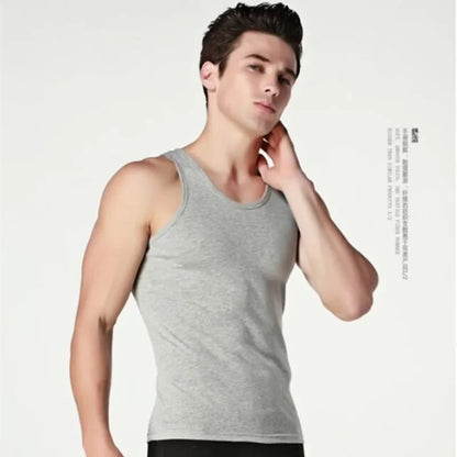 Cotton O-neck Tank Top for Men's Gym Wear