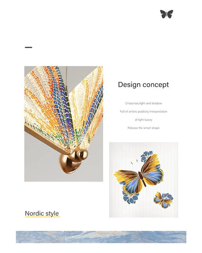 Lustre suspendu à LED papillon nordique