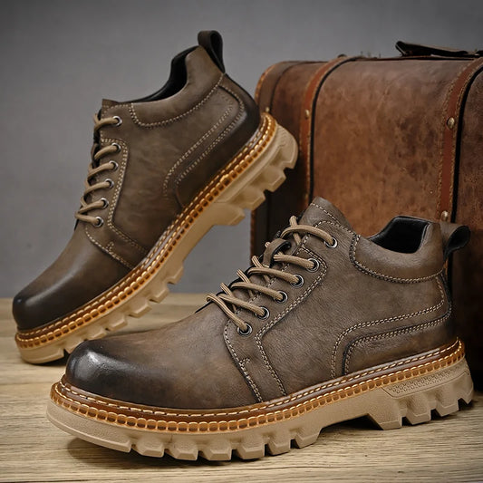 Bottes de travail italiennes en cuir véritable pour hommes