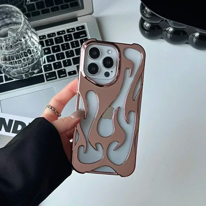 Matte 3D Hollow Flame Phone Case For iPhone