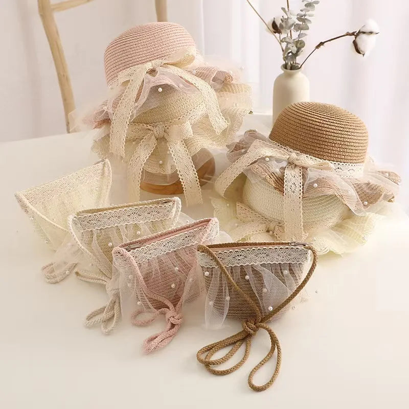 Lace Flower Kids Beach Straw Hat
