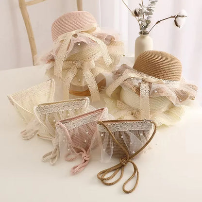 Lace Flower Kids Beach Straw Hat