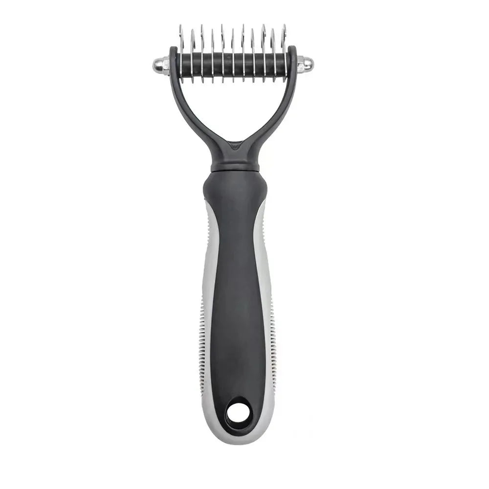 Brosse coupe-noeud double face en fourrure pour animaux de compagnie