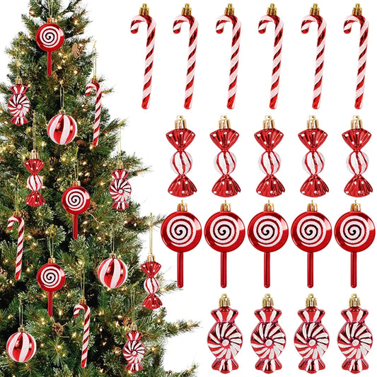 6PCS Christmas Candy Cane & Lollipop Ornaments