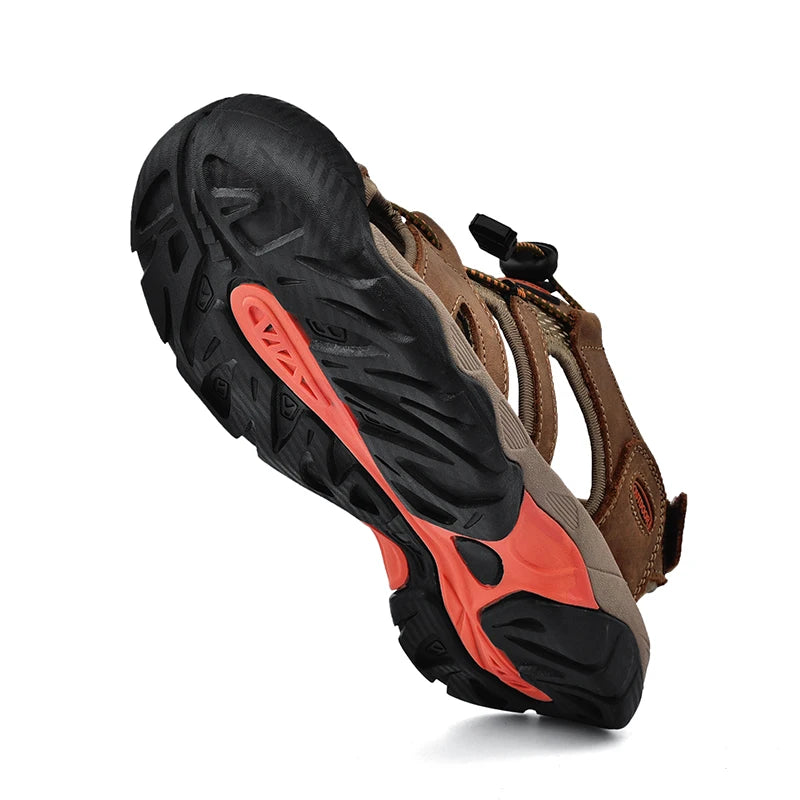 Sandales d'été en cuir à semelle épaisse pour hommes 