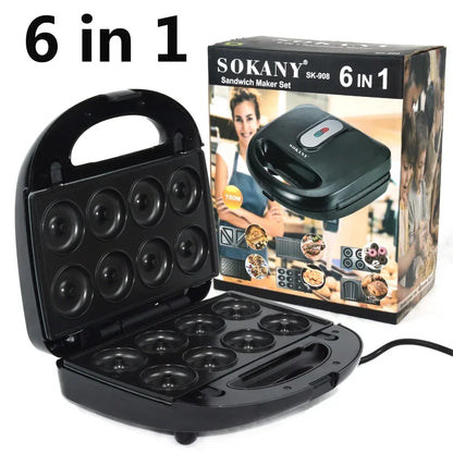 Electric Waffle Maker 6 In 1 Toaster Breakfast Machine