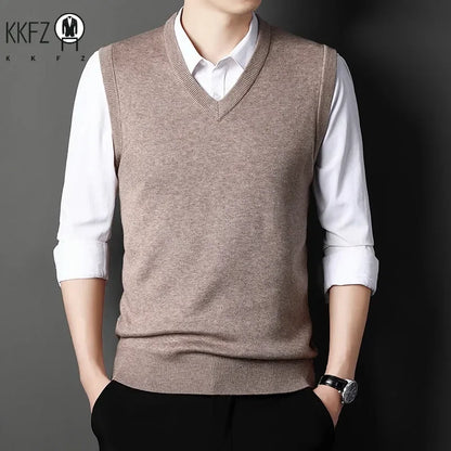 Men's Large V-Neck Cashmere Sweater Vest