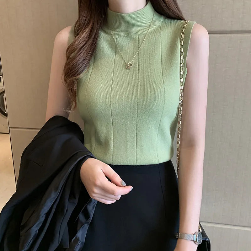 Korean Women's Elastic Sleeveless Tops