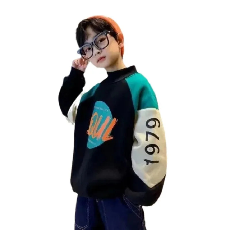 Kids Clothes Boy Long Sleeve Letter Patchwork O-Neck Sweatshirt Pant