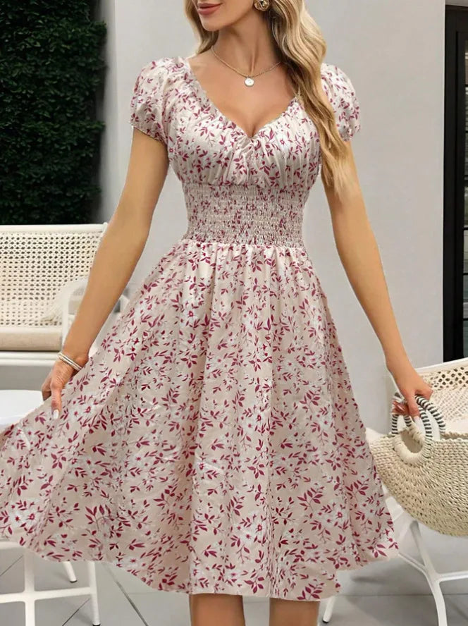 Robe longue bohème florale à volants