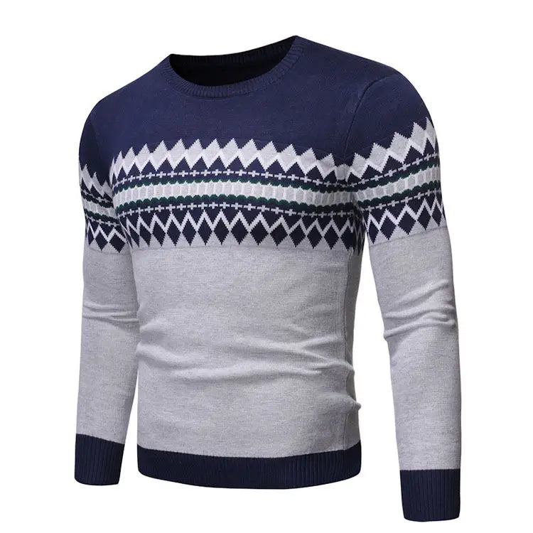 New Trendy Striped Thick Knitwear Sweater