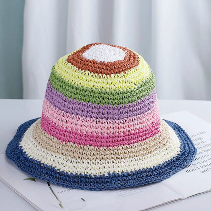 Chapeau de plage en paille crochetée pour femme