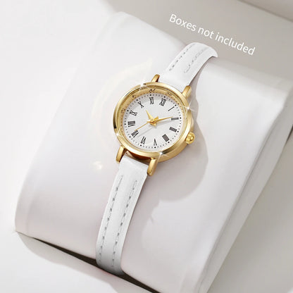 Montres-bracelets en cuir à quartz à petit cadran pour femmes