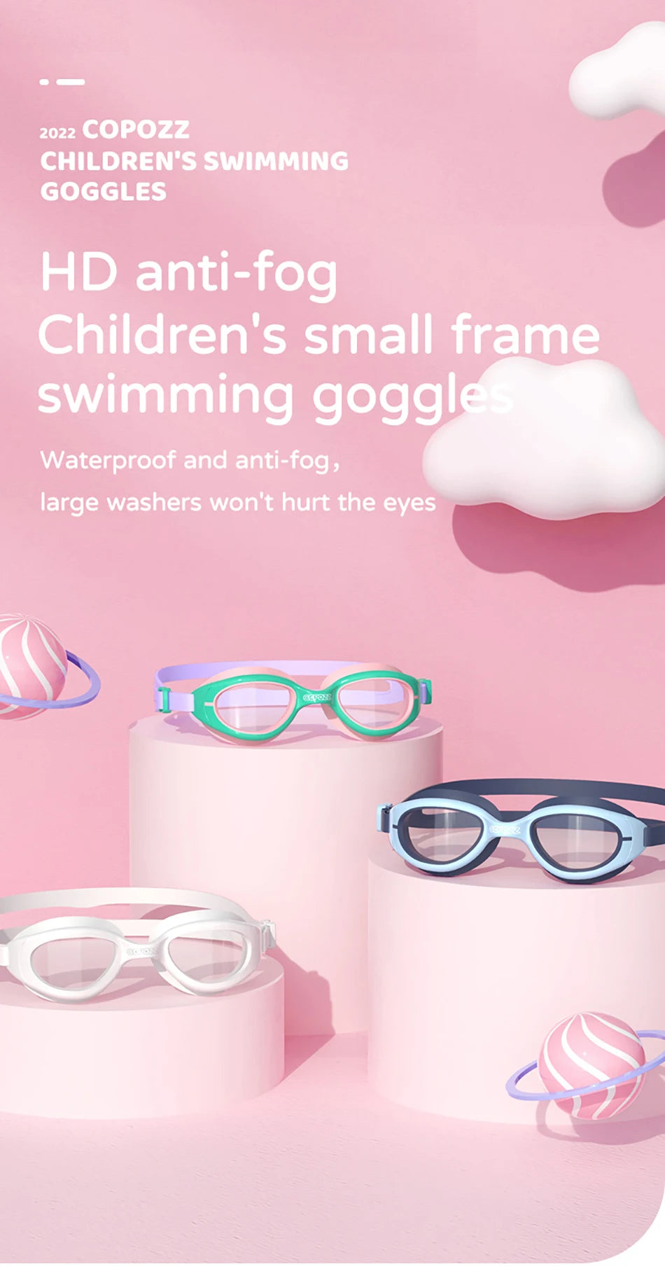 Lunettes de natation étanches et antibuée pour enfants