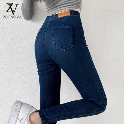 Graue Skinny-Fit-Jeans aus Denim mit hoher Taille