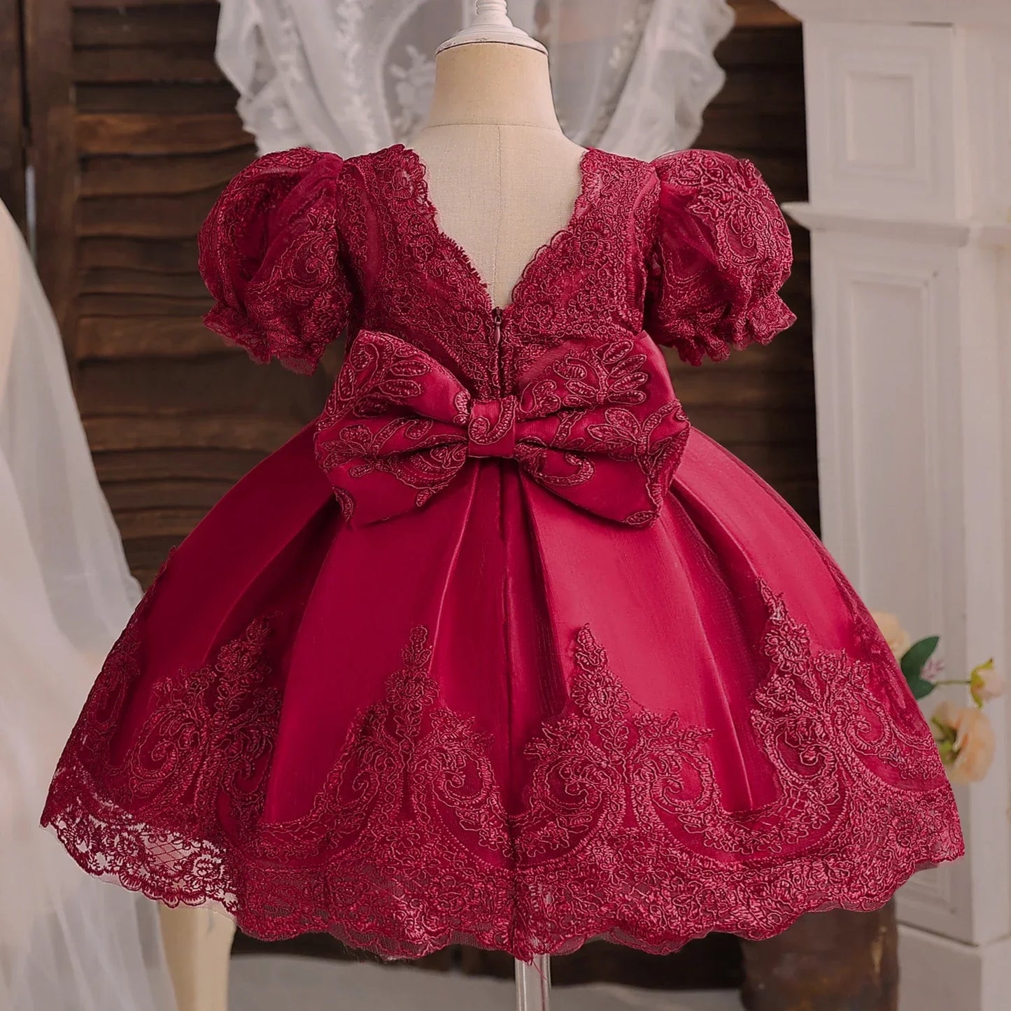 Robe d'anniversaire pour bébé fille – Costume pour enfants avec perles de fleurs