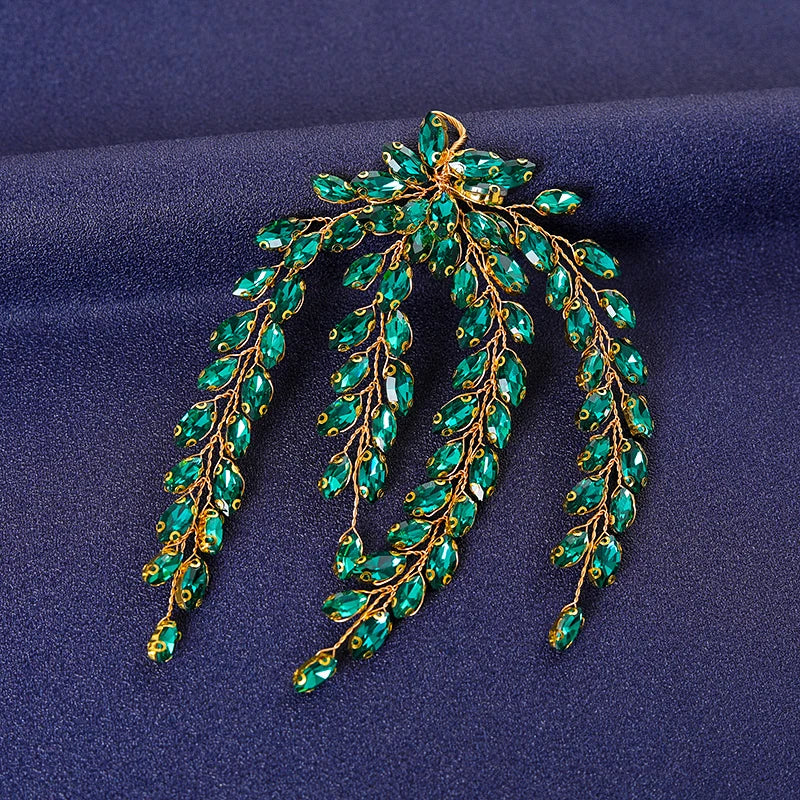 Women's Rhinestone Green Crystal Pearl Hairband