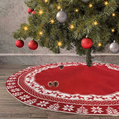 red and white tree skirt
