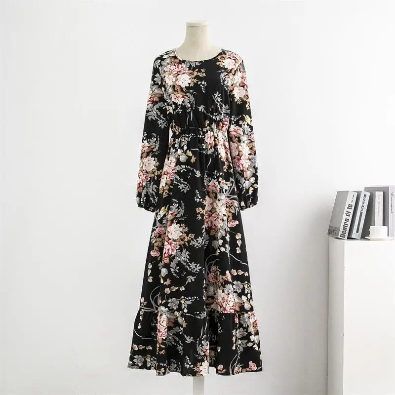 Floral Printed Muslim Maxi Dress