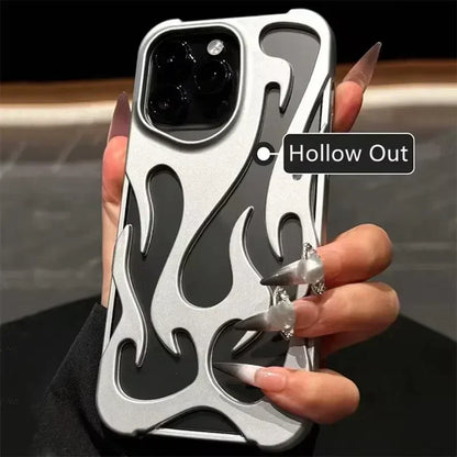 Matte 3D Hollow Flame Phone Case For iPhone