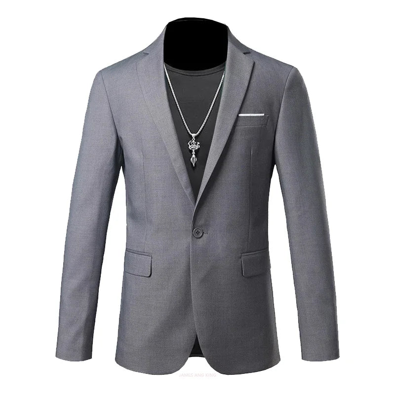 Blazer de bureau à bouton unique de longueur régulière pour hommes