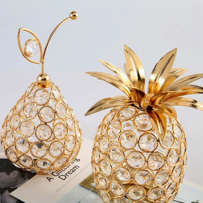 Ornement d'ananas en cristal doré, Figurine de fruits artificiels, 1 pièce