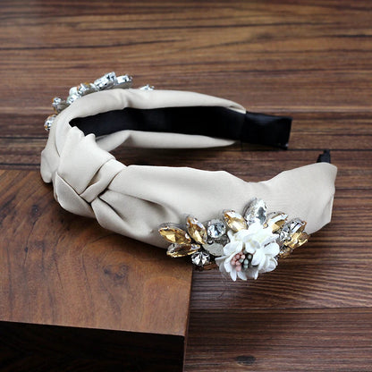 Women's Handmade Rhinestone Bow Crystal Flower Hairbands