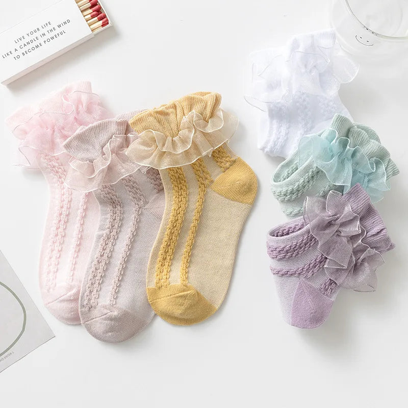 Chaussettes tutu en dentelle à froufrous pour bébés filles