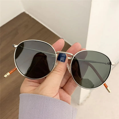 Unisex Metal Frame Shades Round Sun Glasses