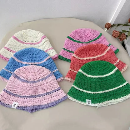 Colorful Woven Hollow Bucket Hats