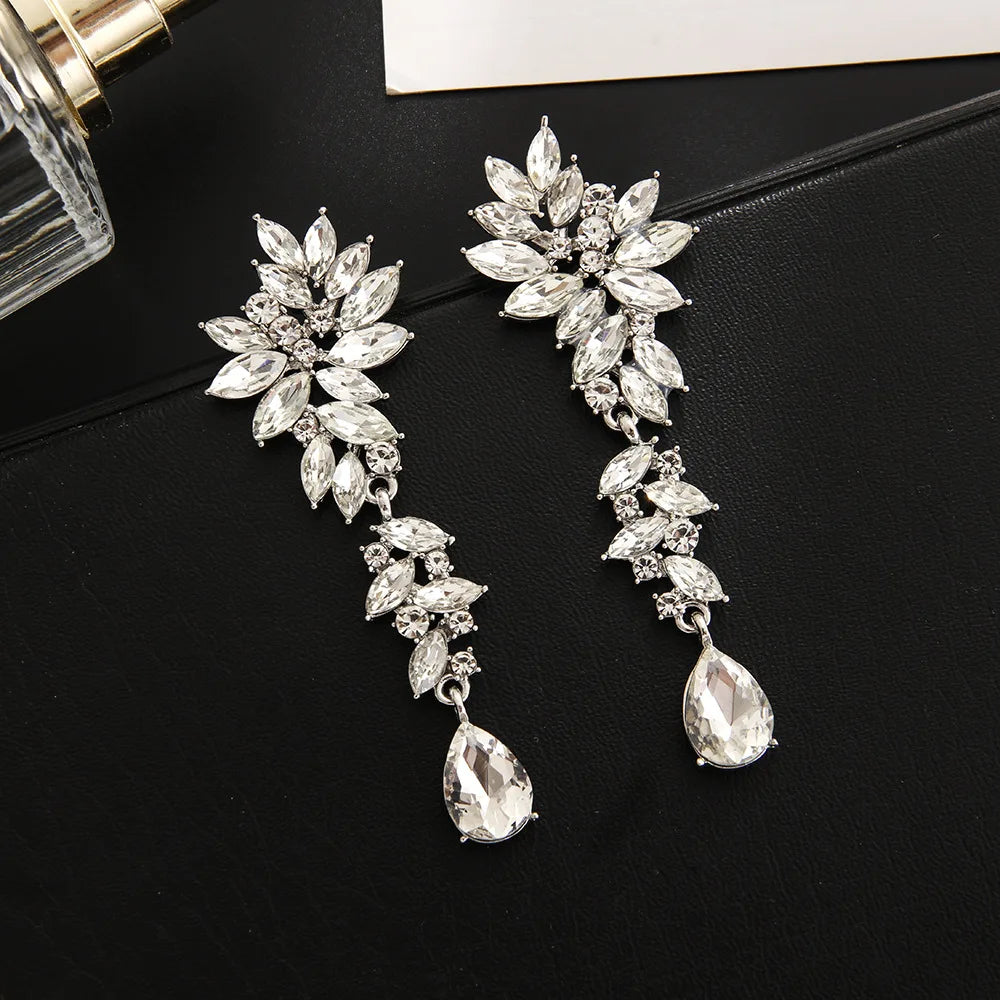 Kristallohrringe für Damen – Große Hängeohrringe für die Hochzeit 