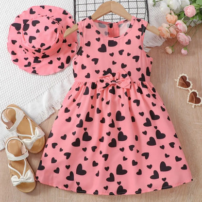 Toddler Girls' Love Heart Print Sleeveless Dress