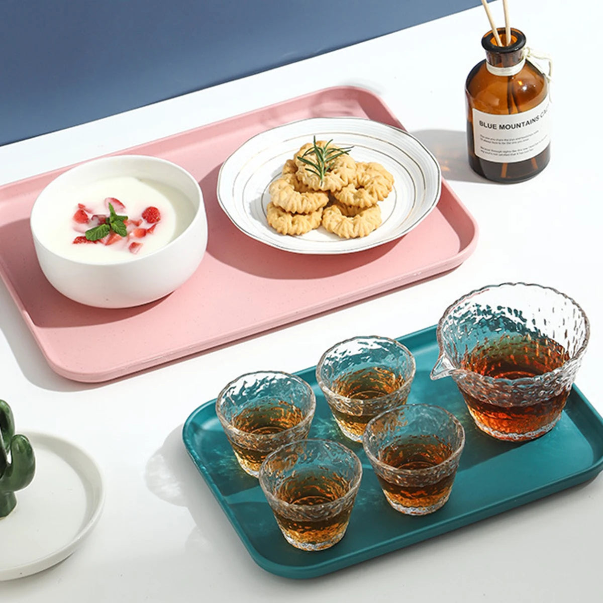 Multi-Purpose Rectangular Plastic Tea Cup Tray