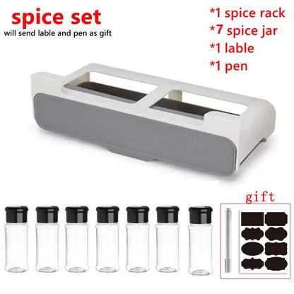 Wall-Mounted Spice Rack with Self-Adhesive Organizer