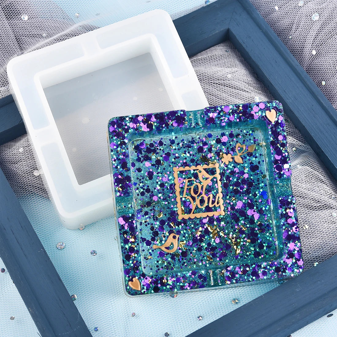 UV Crystal Epoxy Crafts Crystal Ashtray Home Decoration