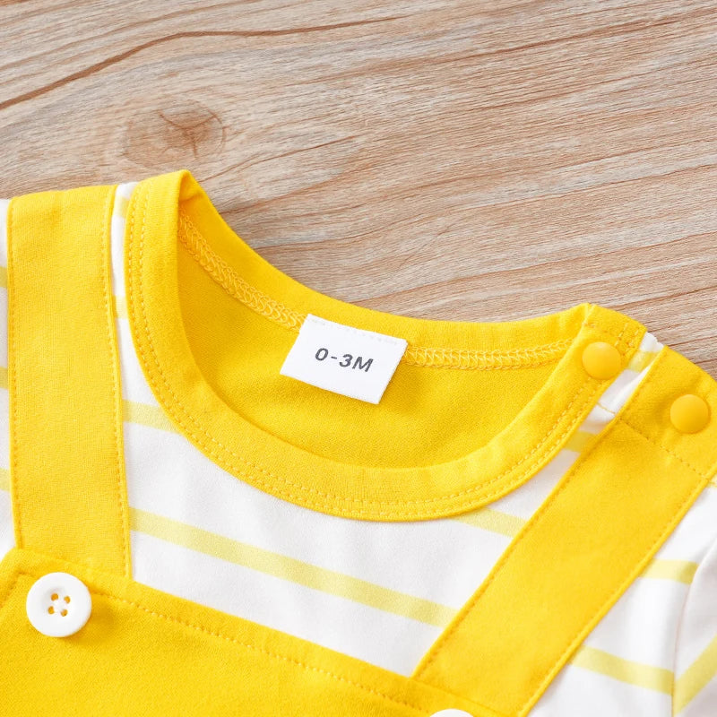 Baby Clothing Suit - Simple Yellow and White Striped Shirt