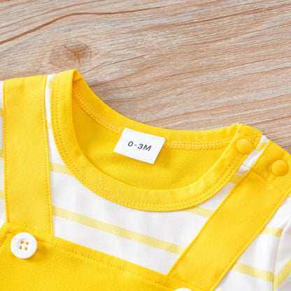 Baby Clothing Suit - Simple Yellow and White Striped Shirt