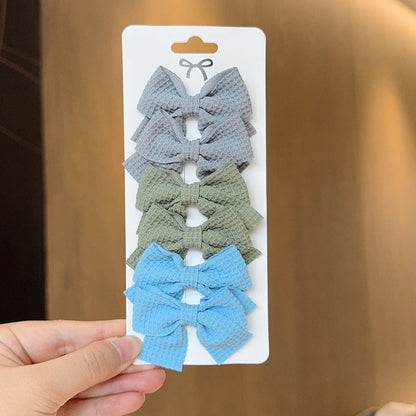 4-Piece Cotton Dot Printed Hair Clips Set