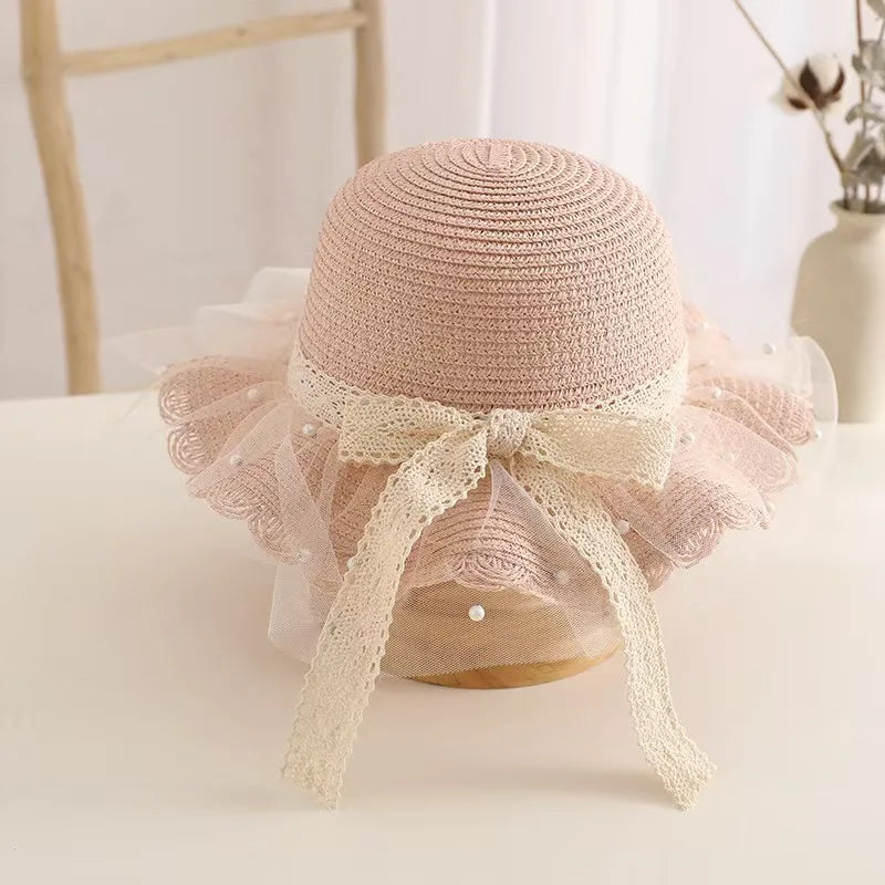 Lace Flower Kids Beach Straw Hat