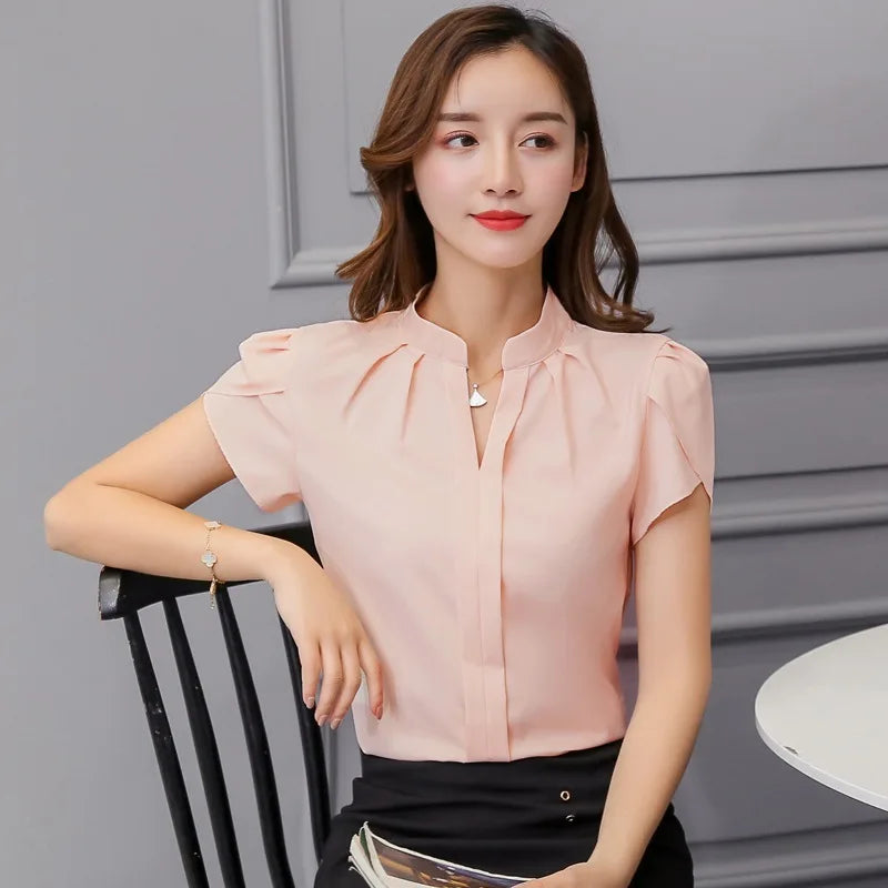 Short Sleeve Chiffon Office Women's Blouse