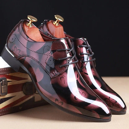 Floral Pattern Leather Oxford Shoes