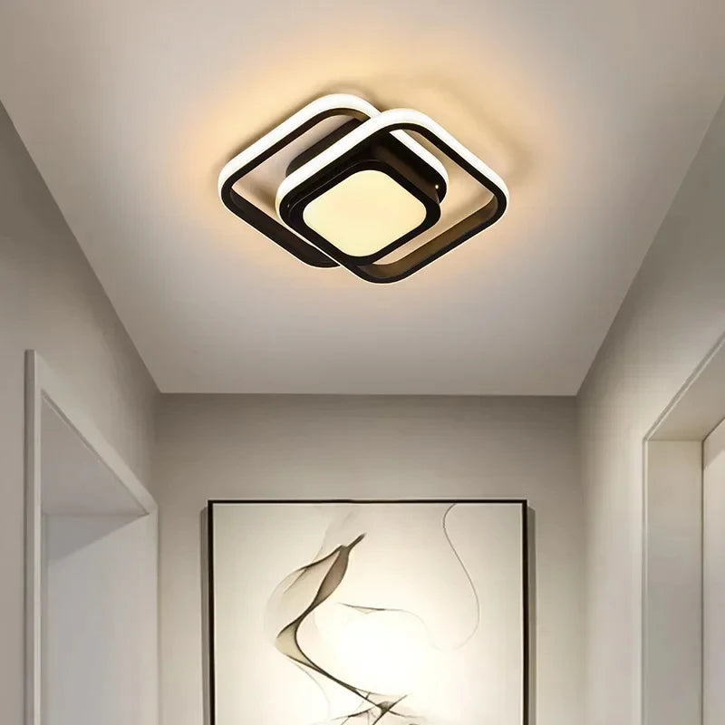 Plafonnier LED carré et double anneau