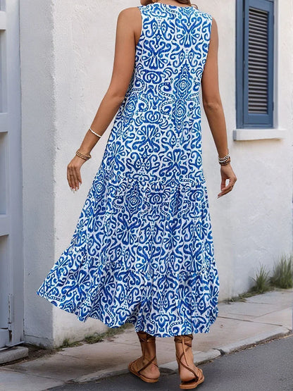 Women's V-Neck Boho Maxi Dress