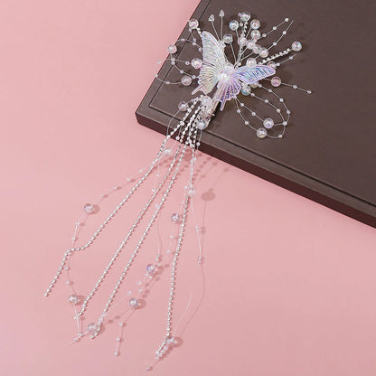 Women's Mermaid Pearl Butterfly Fairy Tassel Hair Clips