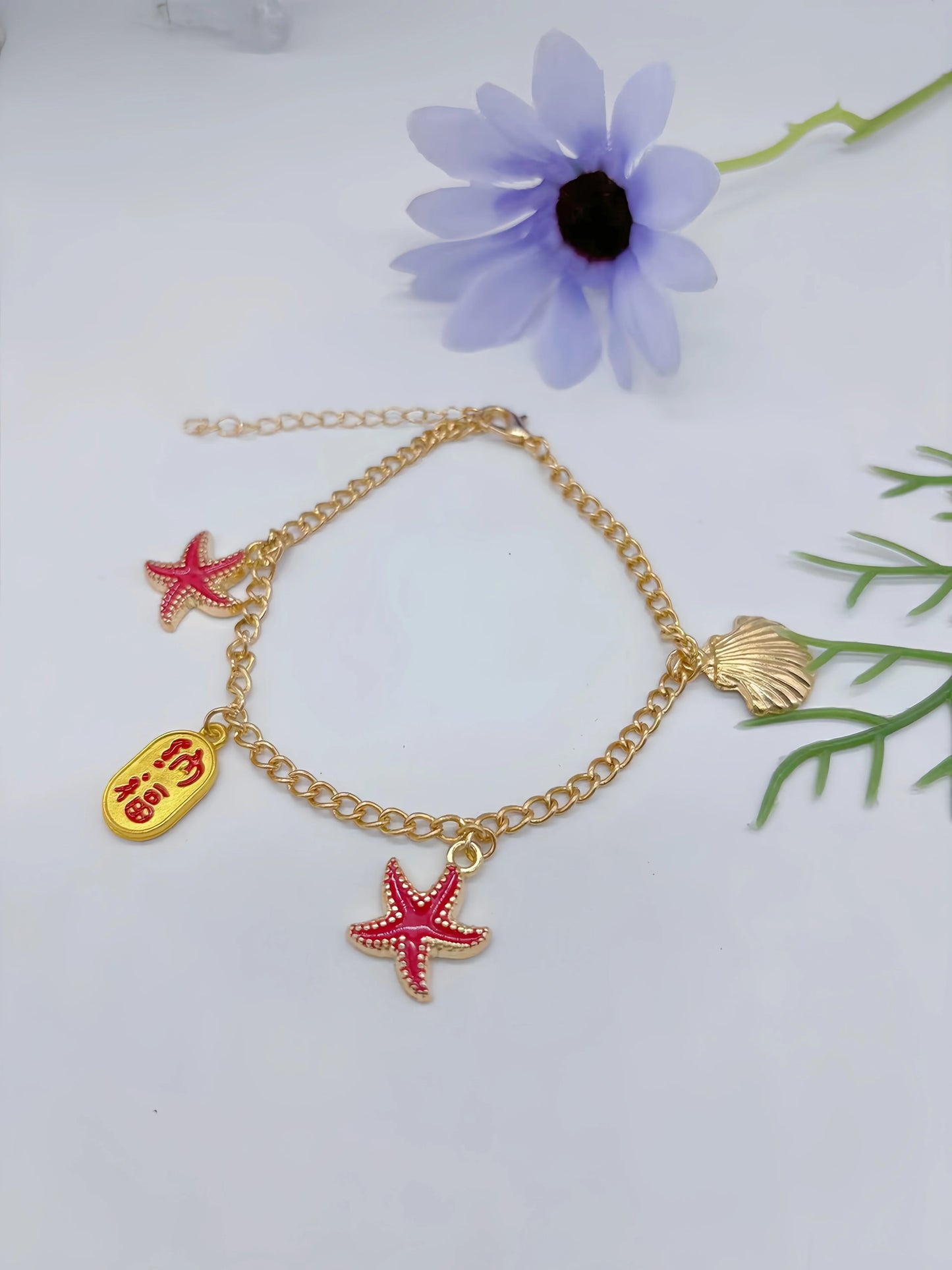 Bracelet de cheville unisexe rétro à deux paillettes pour l'été