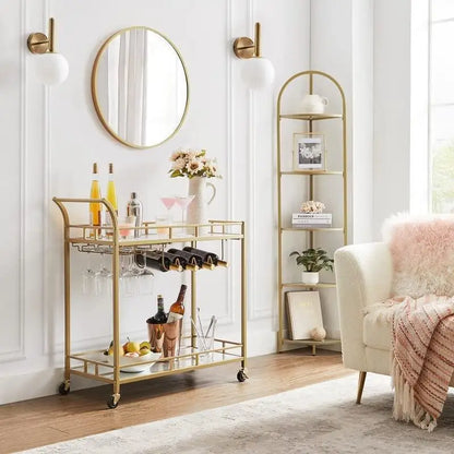 Drink Serving Trolley with Wine Rack