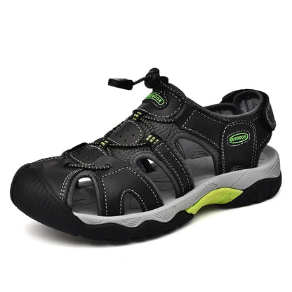 Sandales d'été en cuir à semelle épaisse pour hommes 